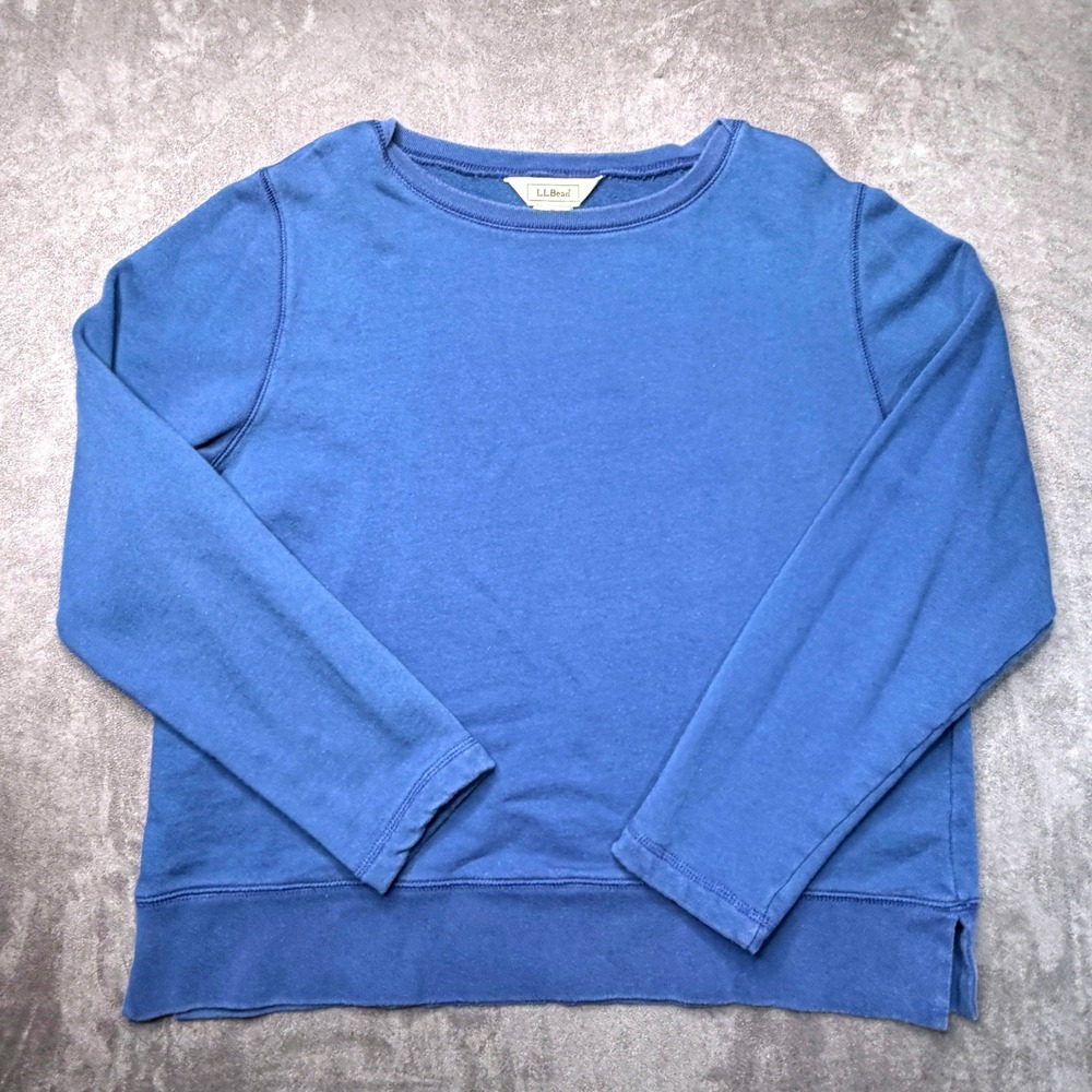 LL Bean Womens Blue 100% Cotton Crewneck Sweatshirt Size M Casual 0PK31
